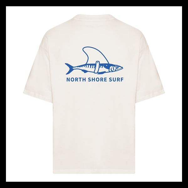 North Shore Surf - Box T-Shirt “Ny makrel” - Off White